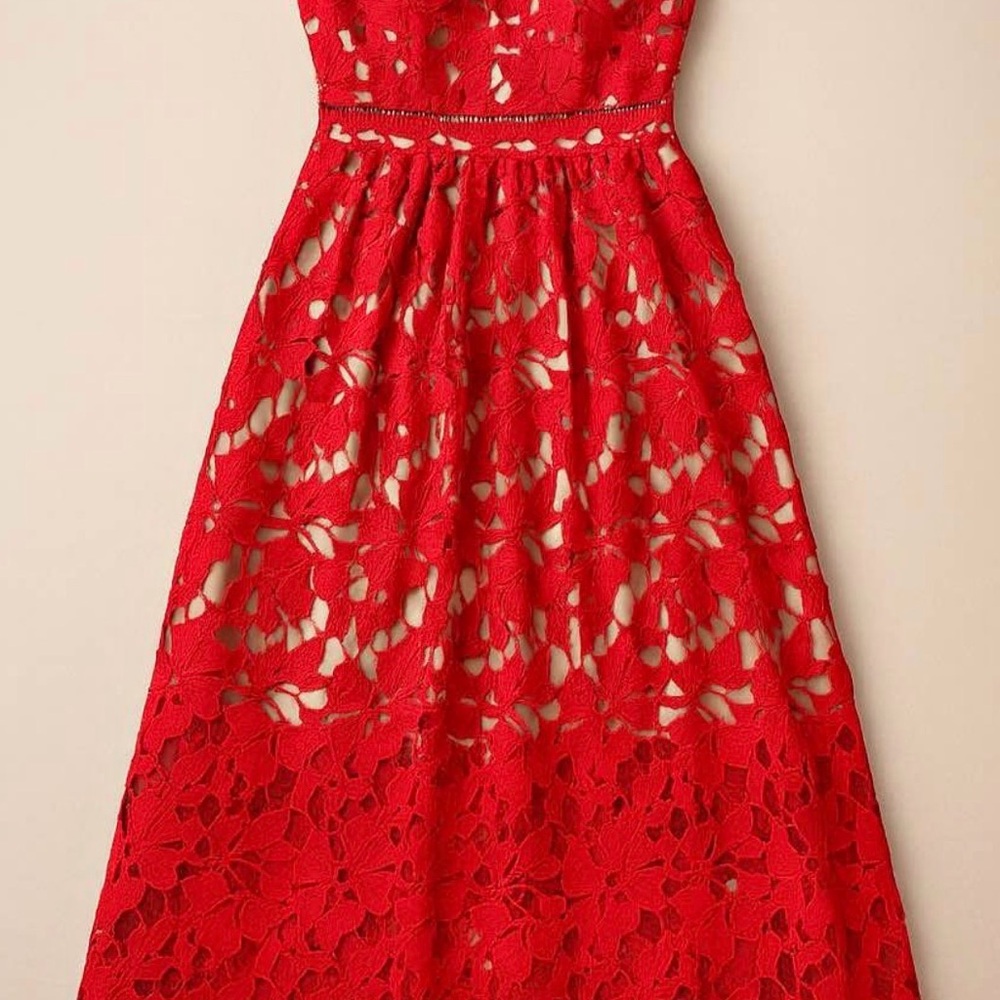 Elegant Red Lace Dress